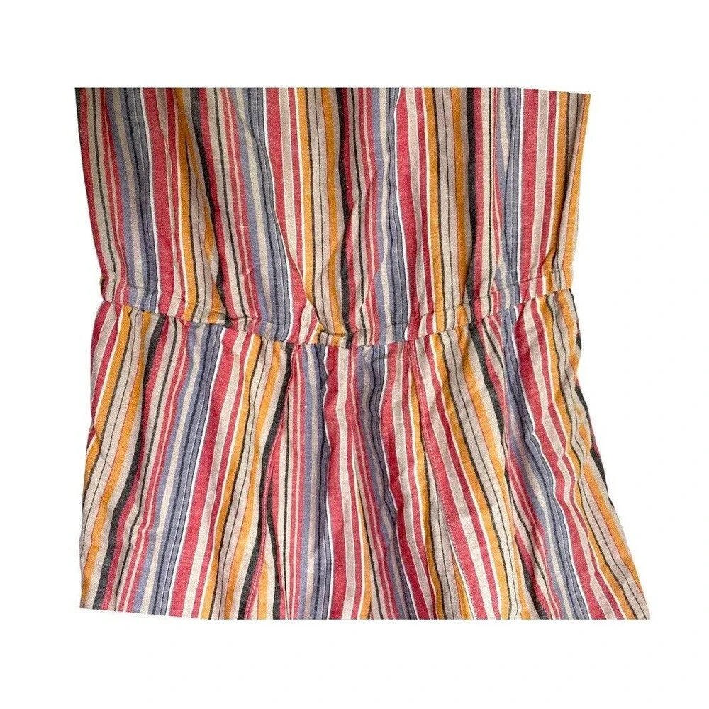 Drew Anthropologie Jumpsuit Womens Medium Pink Linen Striped Strapless Emerson - Picture 4 of 10